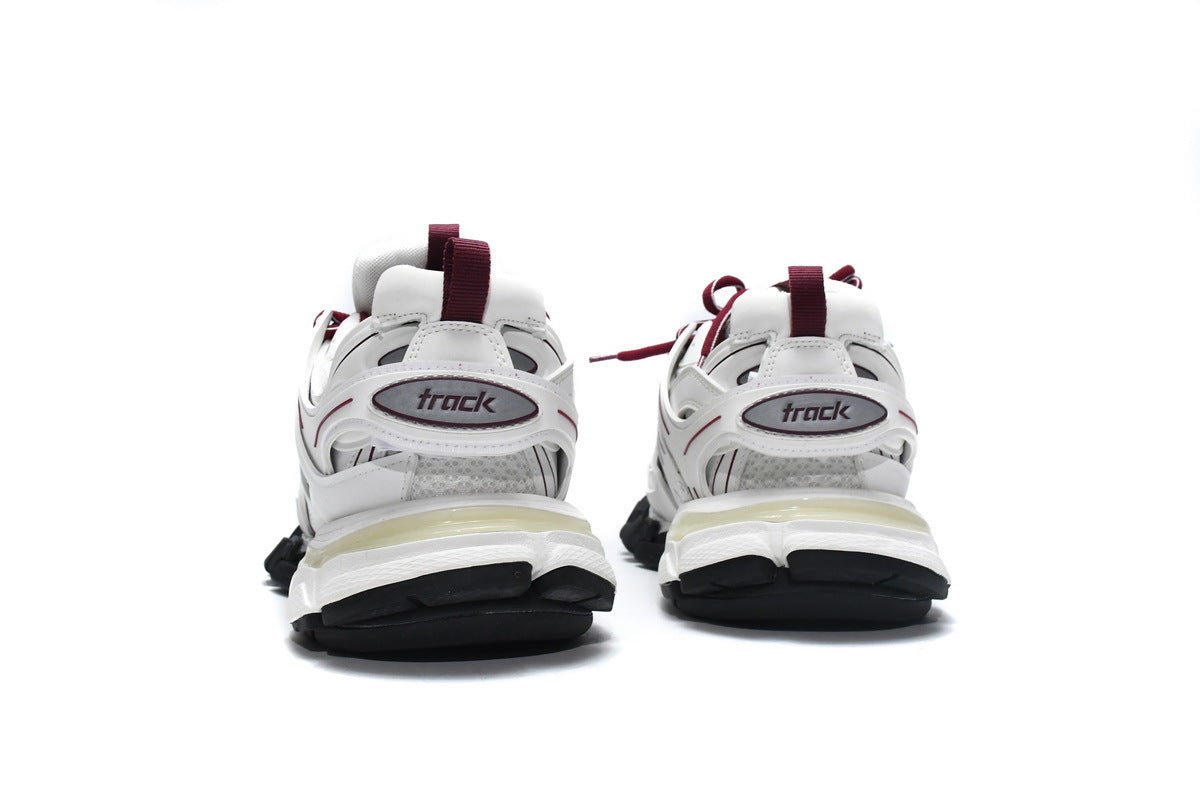 Balenciaga Track Sneakers "White Burgundy"-retro thick sole dad shoes，Women's Shoe Sale / Men's Shoe Sale