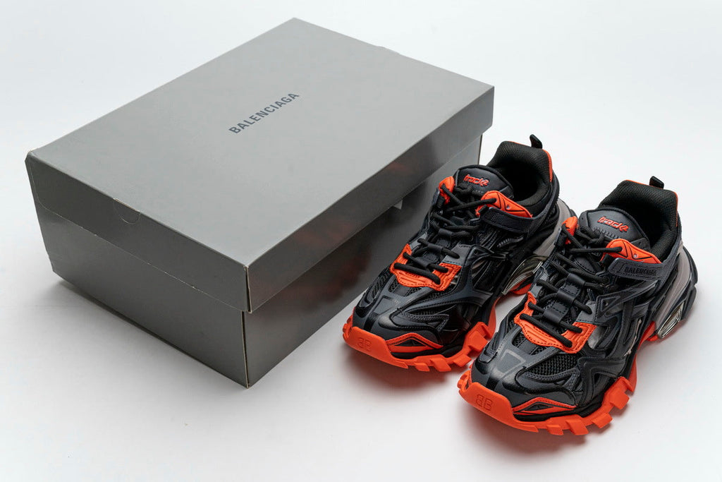 Balenciaga Track 2 Sneakers Men "Dark Gray Orange"-retro thick sole dad shoes，Women's Shoe Sale / Men's Shoe Sale
