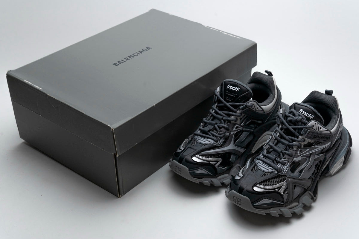 Balenciaga Track 2 Sneakers Men "Dark Grey"-retro thick sole dad shoes，Women's Shoe Sale / Men's Shoe Sale