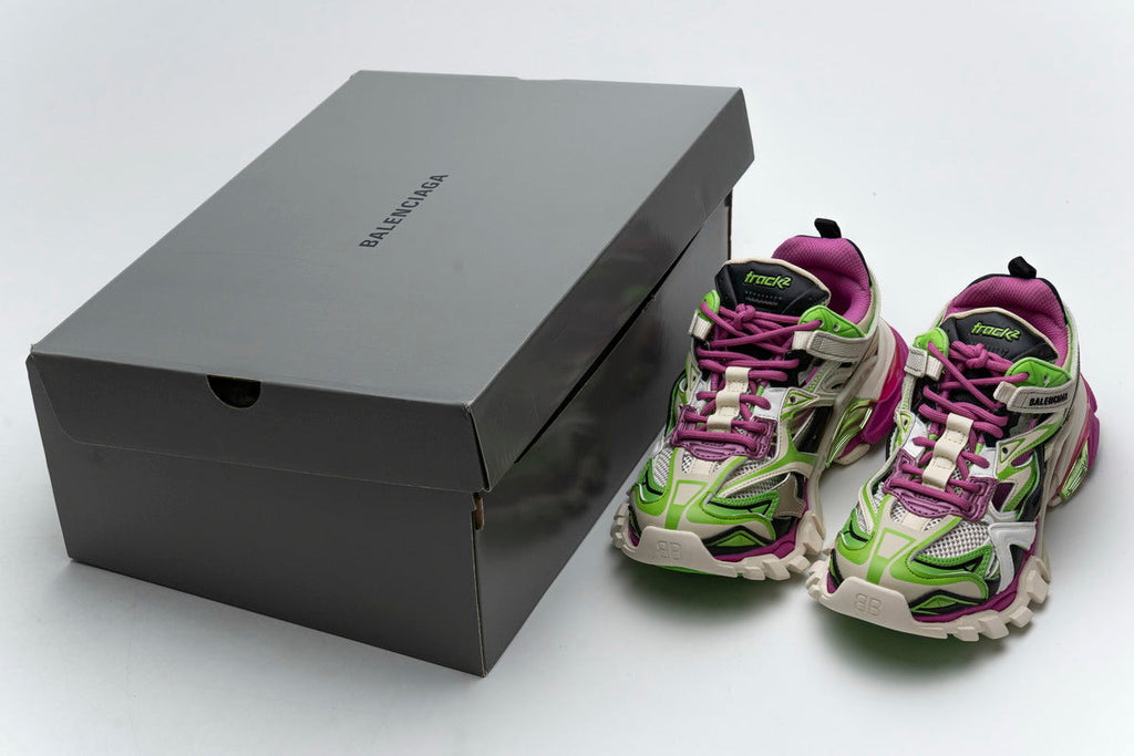 Balenciaga Track 2 Open Sneaker "White Green Purple"-retro thick sole dad shoes，Women's Shoe Sale / Men's Shoe Sale