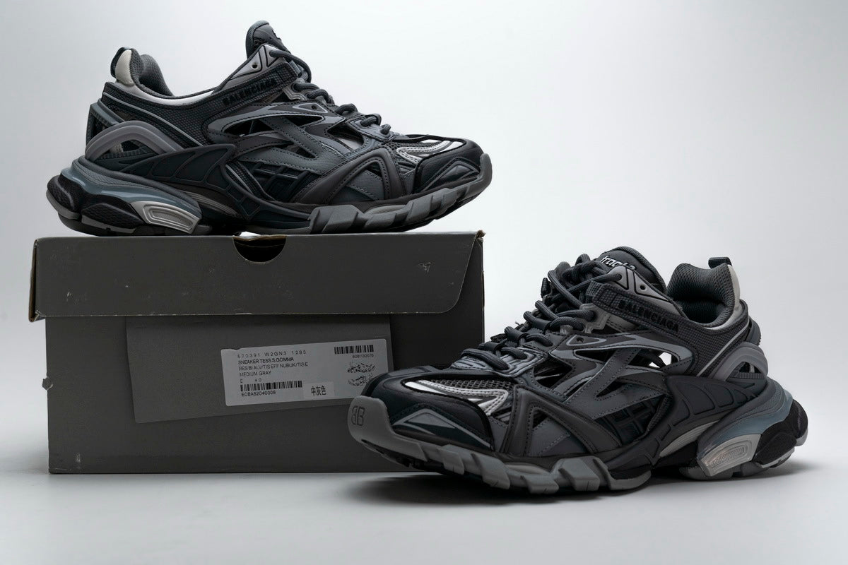 Balenciaga Track 2 Sneakers Men "Dark Grey"-retro thick sole dad shoes，Women's Shoe Sale / Men's Shoe Sale