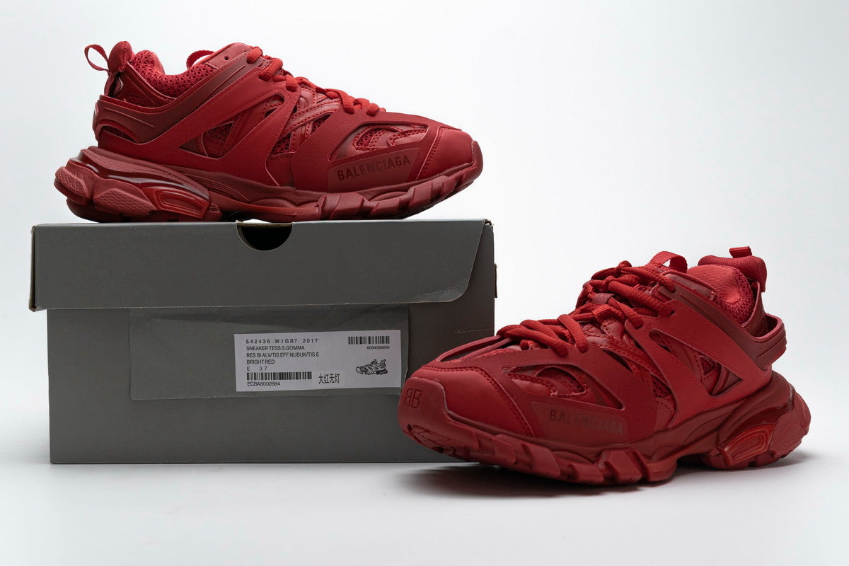 Balenciaga Track Sneakers "Red"-retro thick sole dad shoes，Women's Shoe Sale / Men's Shoe Sale