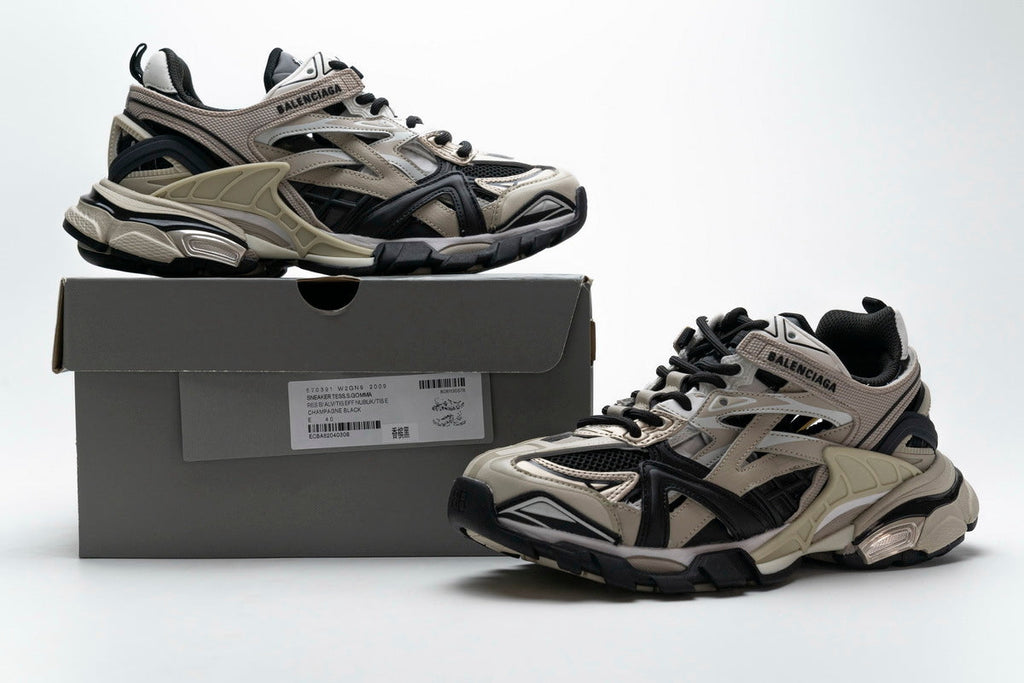 Balenciaga Track 2 Sneakers Men "Champagne Black"-retro thick sole dad shoes，Women's Shoe Sale / Men's Shoe Sale