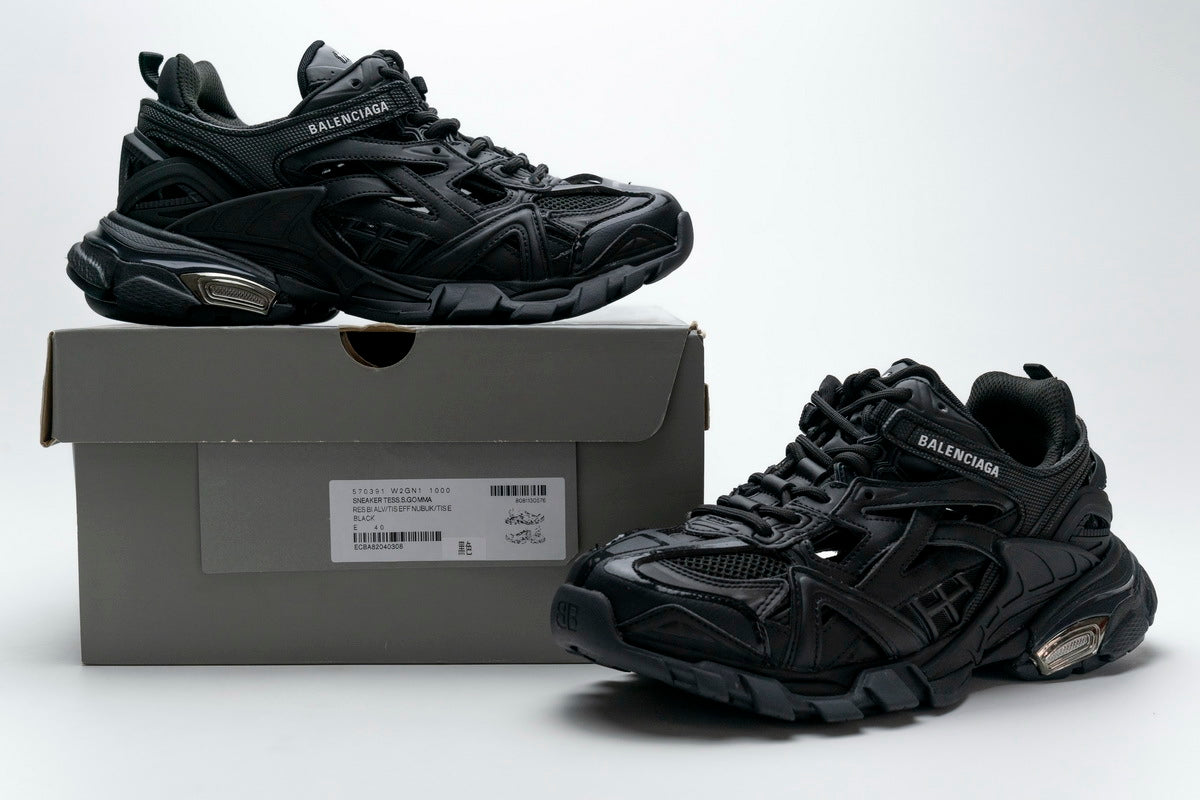 Balenciaga Track 2 Open Sneakers "Black"-retro thick sole dad shoes，Women's Shoe Sale / Men's Shoe Sale