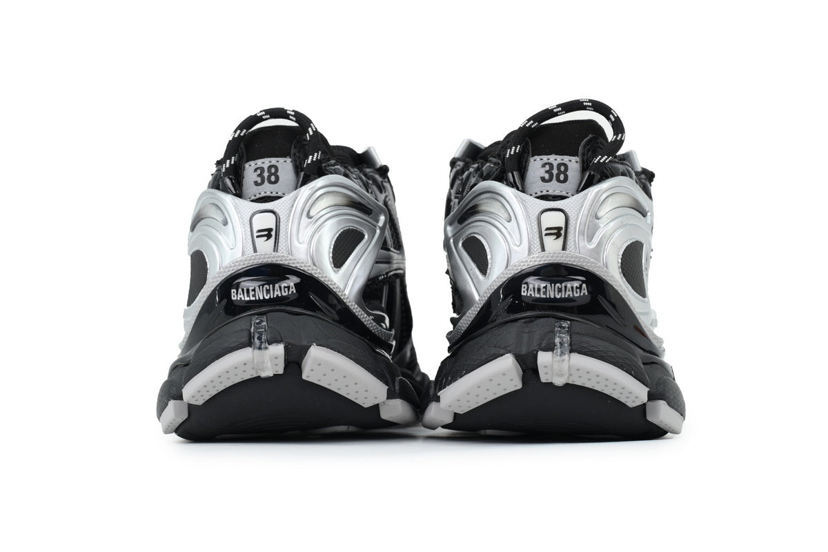 Balenciaga Runner Sneakers Men Women "Black Silver"-retro thick sole dad shoes，Women's Shoe Sale / Men's Shoe Sale