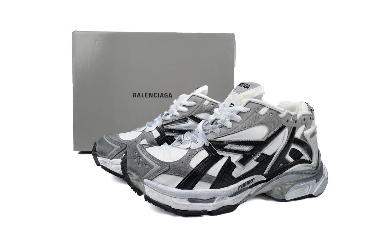Balenciaga Runner Sneaker "White Black Grey"-retro thick sole dad shoes，Women's Shoe Sale / Men's Shoe Sale