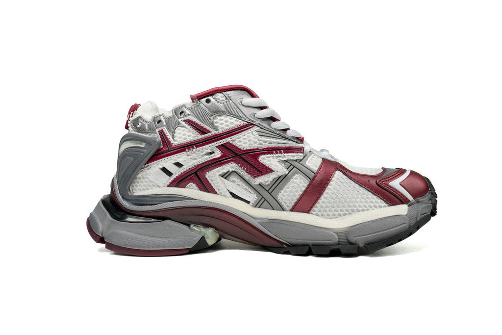 Balenciaga Runner Sneaker "White Burgundy Grey"-retro thick sole dad shoes，Women's Shoe Sale / Men's Shoe Sale