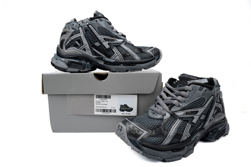 Balenciaga Runner Mid Sneakers Dark Grey Black Mesh Chunky Mid Top Trainer