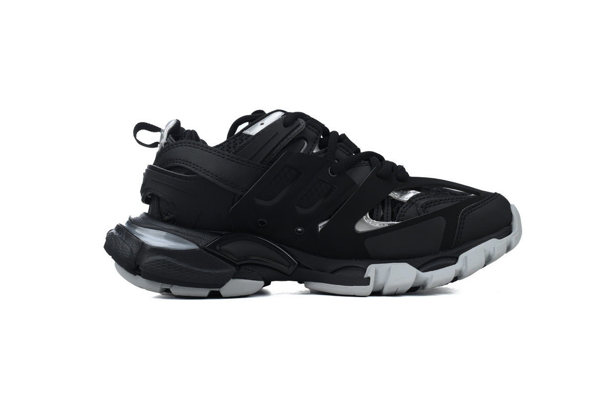 Balenciaga Track Trainer Sneakers "Black Silver"-retro thick sole dad shoes，Women's Shoe Sale / Men's Shoe Sale