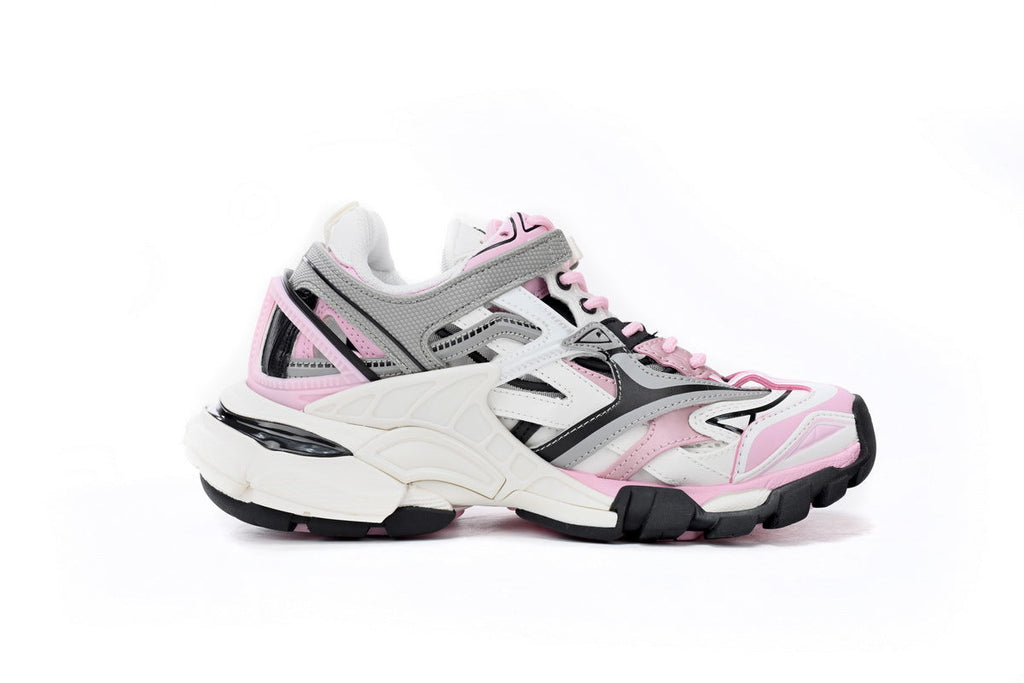 Balenciaga Track 2 Open Sneakers "Pink Grey White"-retro thick sole dad shoes，Women's Shoe Sale / Men's Shoe Sale