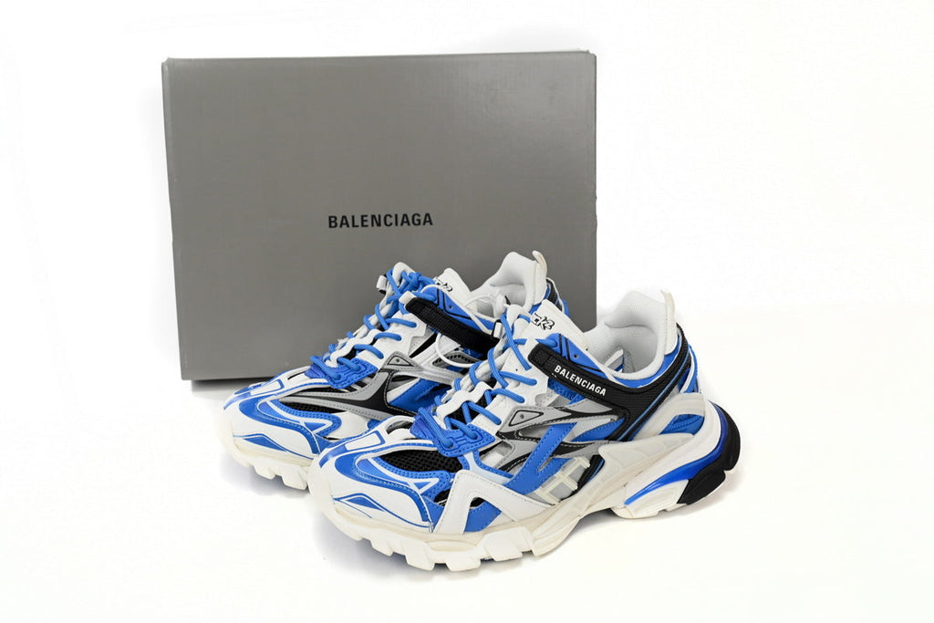 Balenciaga Track 2 Open Sneakers "White Blue Black"-retro thick sole dad shoes，Women's Shoe Sale / Men's Shoe Sale