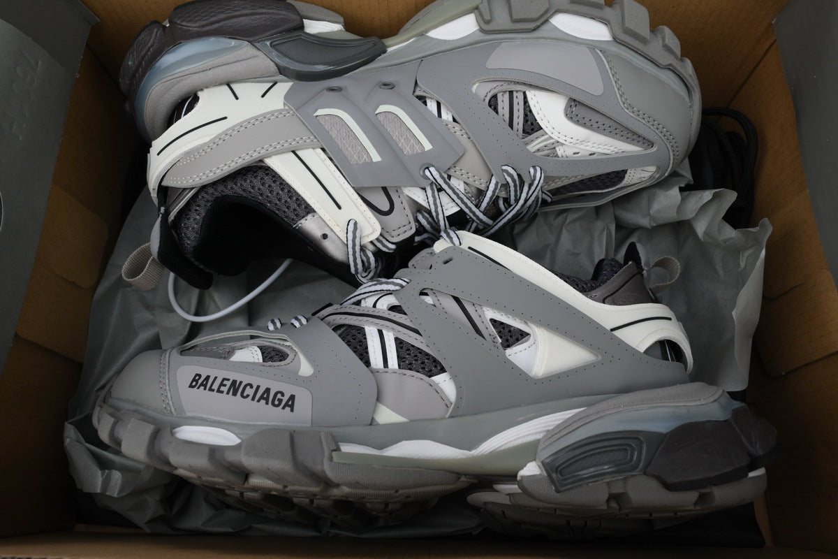 Balenciaga Track Trainer Sneakers "Grey White"-retro thick sole dad shoes，Women's Shoe Sale / Men's Shoe Sale