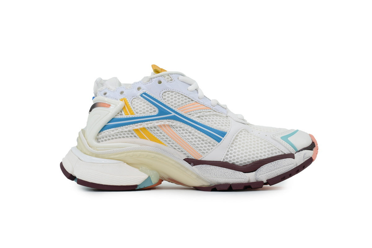 Balenciaga Runner Sneakers "White Blue Yellow"-retro thick sole dad shoes，Women's Shoe Sale / Men's Shoe Sale