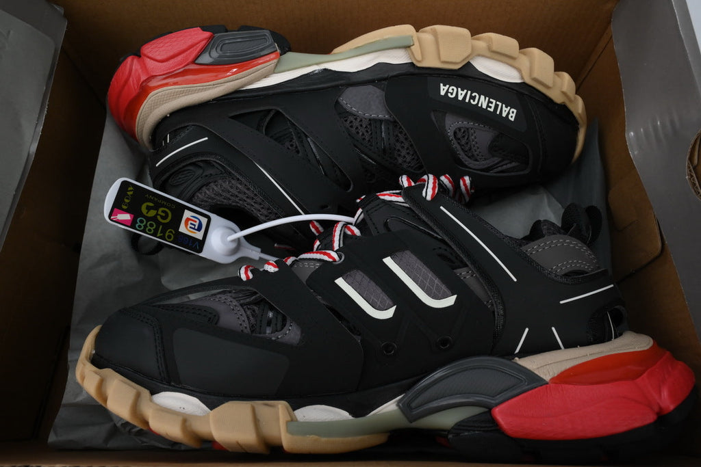Balenciaga Track Sneakers "Black Red Beige"-retro thick sole dad shoes，Women's Shoe Sale / Men's Shoe Sale