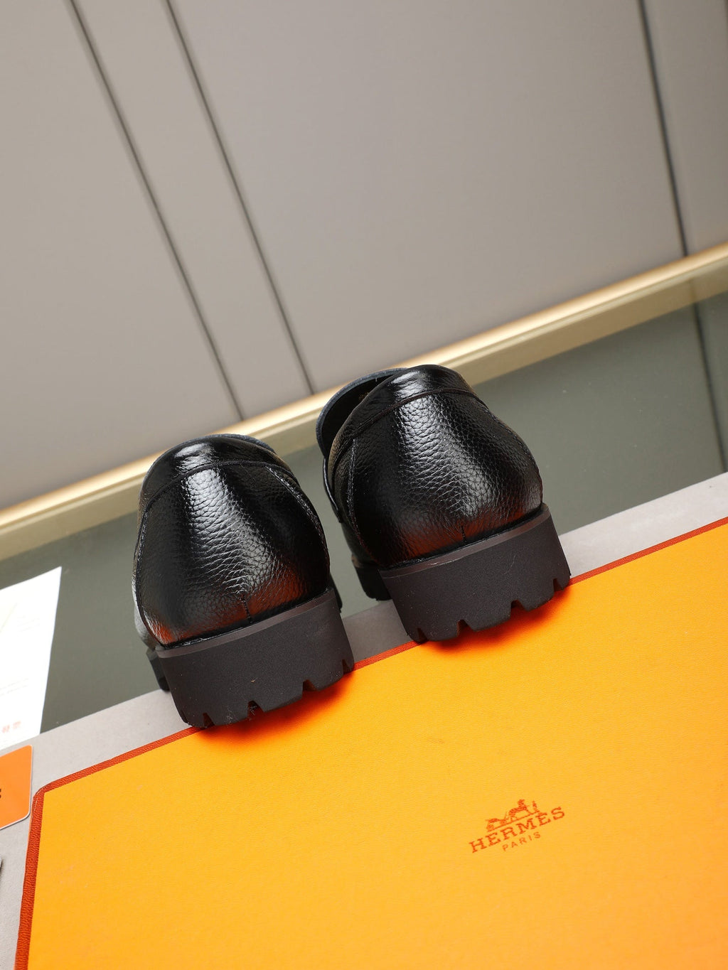 Hermès Trait Loafer "Black" Grain Leather Men Thick Sole Loafers
