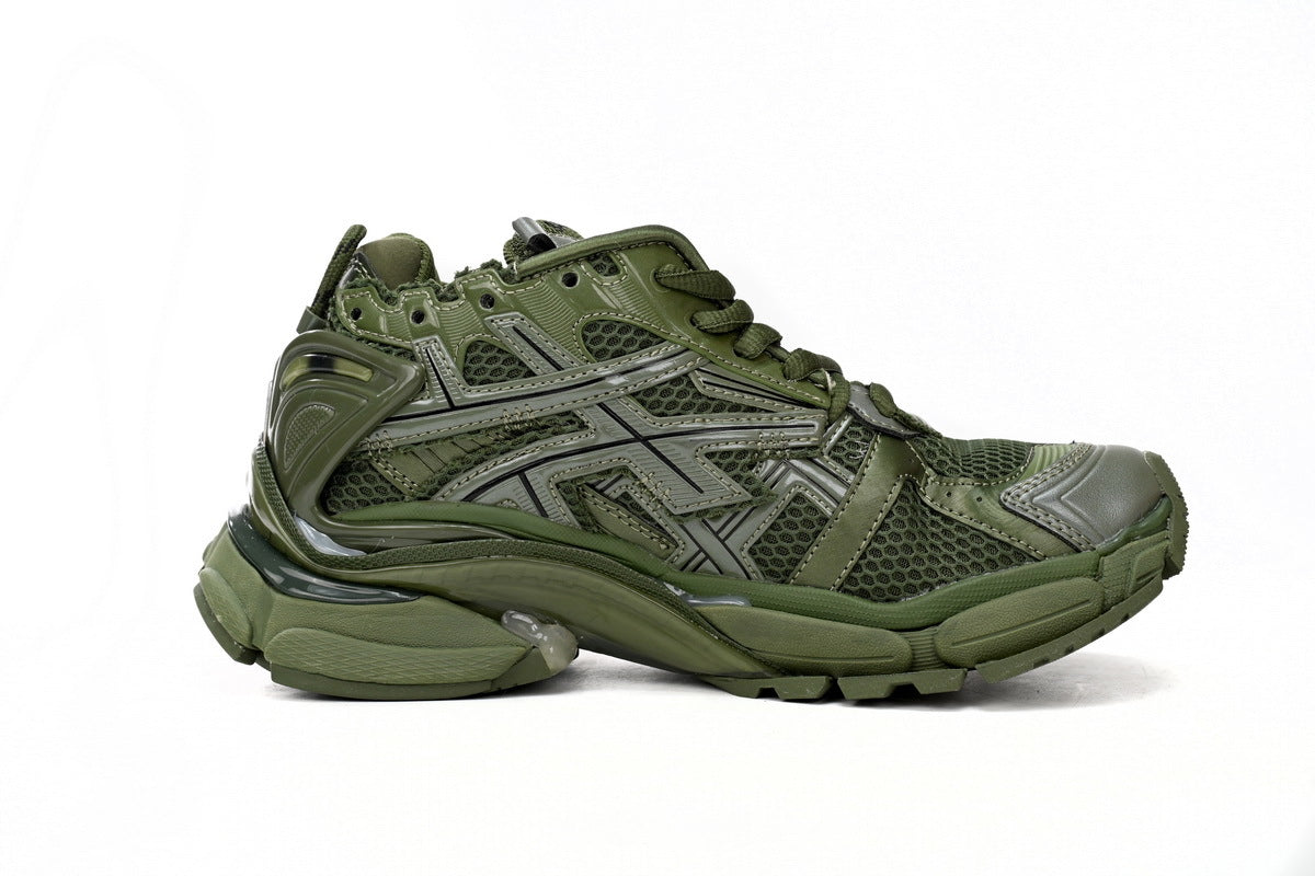 Balenciaga Runner Mid Sneakers Army Green Mesh "Army Green" Chunky Mid Top Trainer