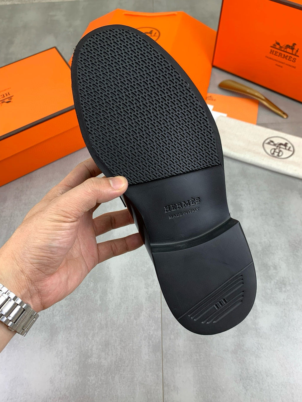 Hermès Men's H Penny Loafers "Black" Polished Calfskin Thick Sole Formal Shoes