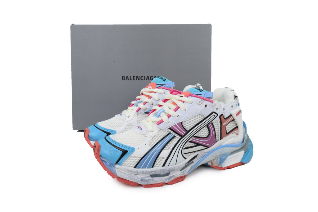 Balenciaga Runner Sneakers "White Multi Color"-retro thick sole dad shoes，Women's Shoe Sale / Men's Shoe Sale