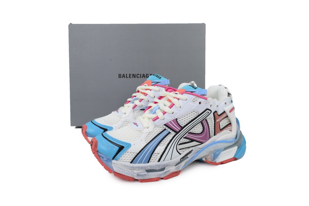 Balenciaga Runner Sneakers "White Multi Color"-retro thick sole dad shoes，Women's Shoe Sale / Men's Shoe Sale