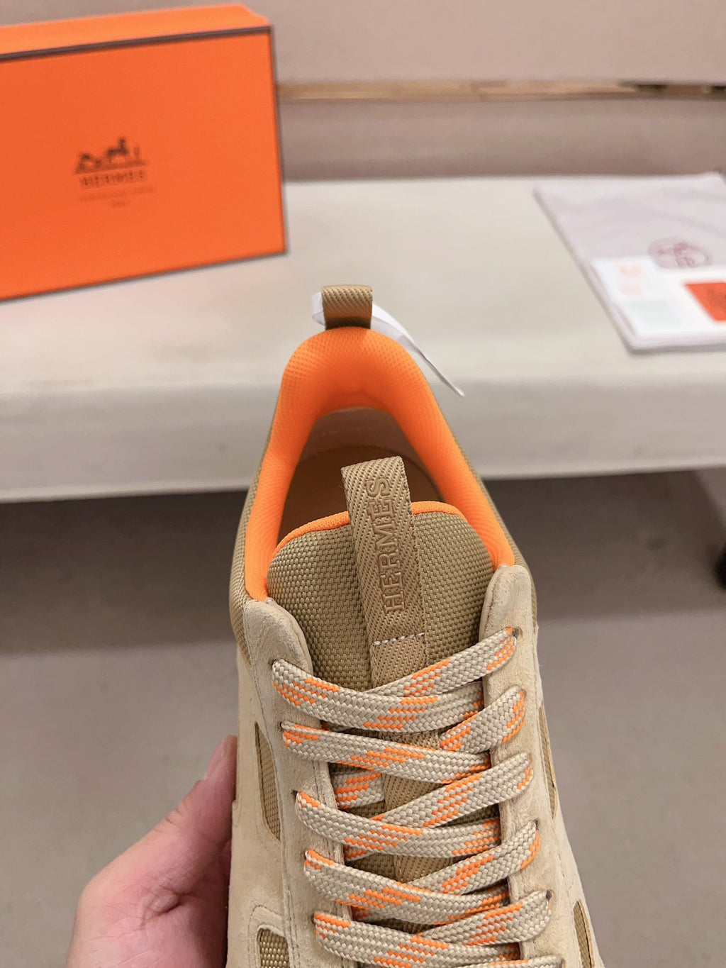 Hermès Trail Sneaker "Beige" Suede Mesh Men Outdoor Sneakers