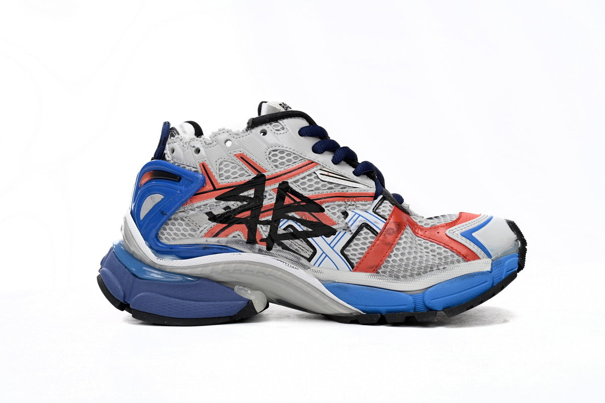 Balenciaga Runner Graffiti Sneakers "Grey Red Blue"-retro thick sole dad shoes，Women's Shoe Sale / Men's Shoe Sale