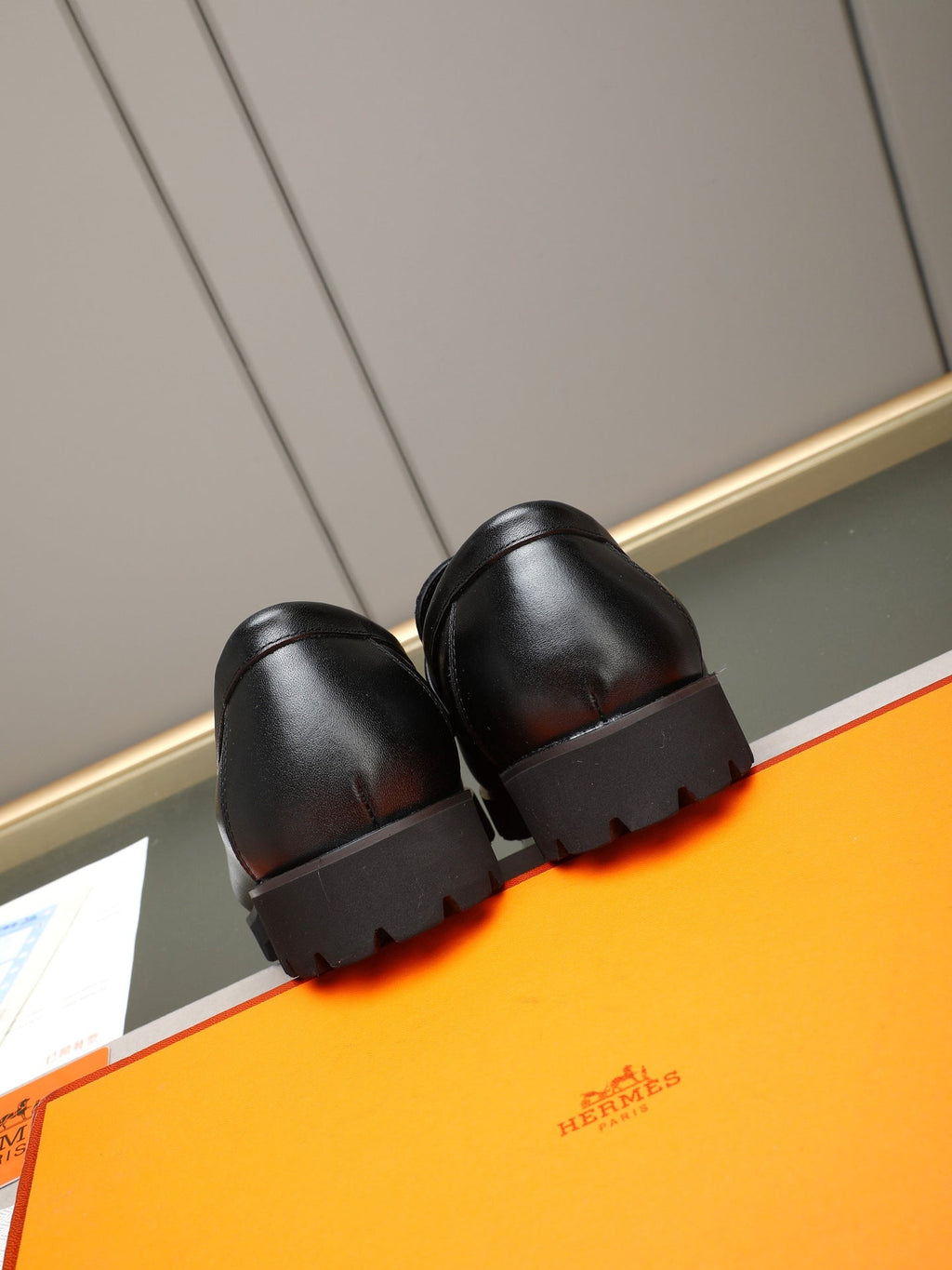 Hermès Trait Loafer "Black" Croc Embossed Leather Men Thick Sole Loafers