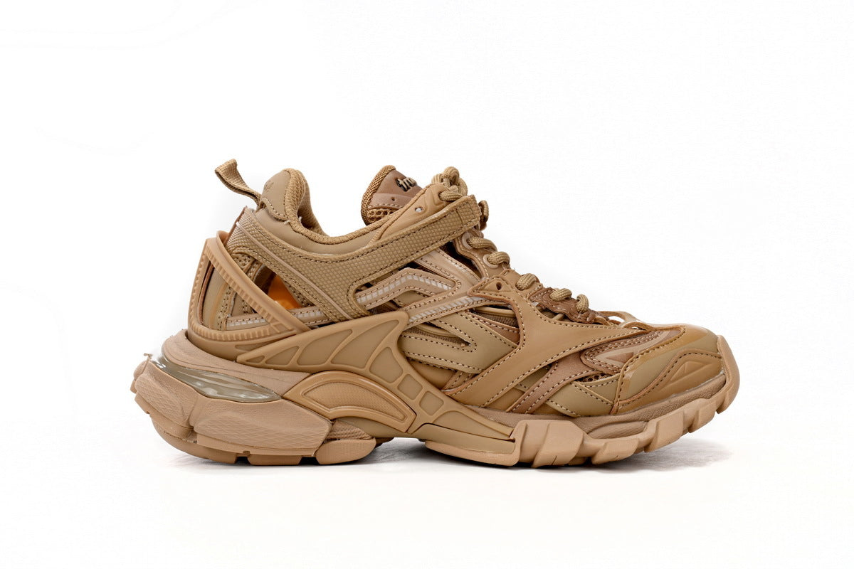 Balenciaga Track 2 Open Sneakers "Camel"-retro thick sole dad shoes，Women's Shoe Sale / Men's Shoe Sale