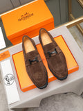 Hermès Trait Loafer "Brown" Suede Leather Men Thick Sole Loafers