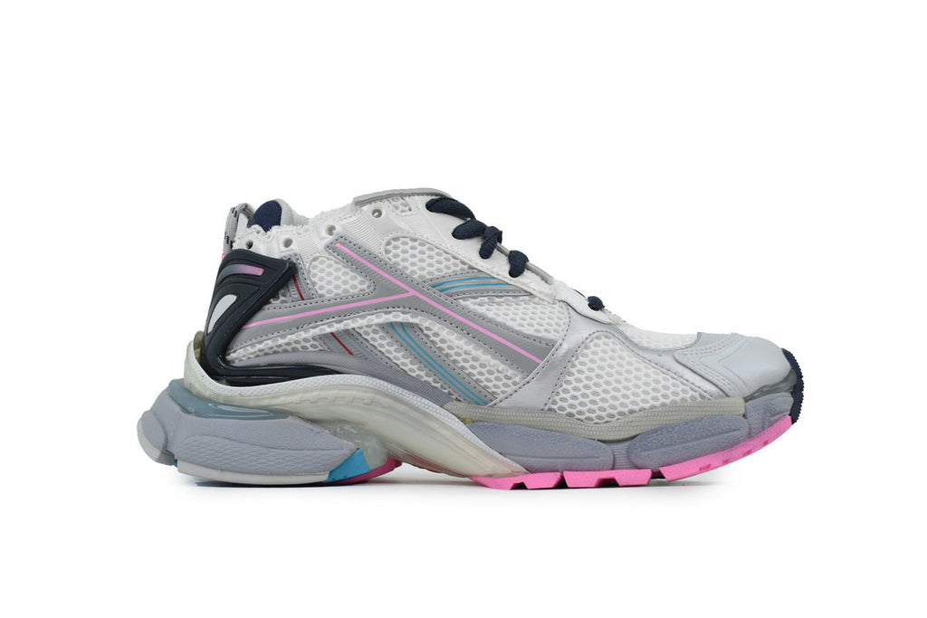 Balenciaga Runner Sneakers Men Women "White Silver Pink Blue"-retro thick sole dad shoes，Women's Shoe Sale / Men's Shoe Sale