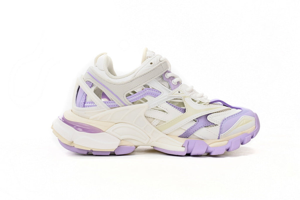 Balenciaga Track 2 Open Sneakers "White Lilac Purple"-retro thick sole dad shoes，Women's Shoe Sale / Men's Shoe Sale