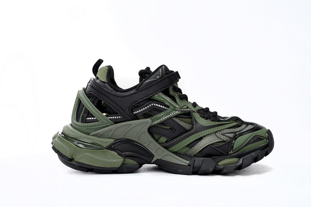 Balenciaga Track 2 Open Sneakers "Black Green"-retro thick sole dad shoes，Women's Shoe Sale / Men's Shoe Sale