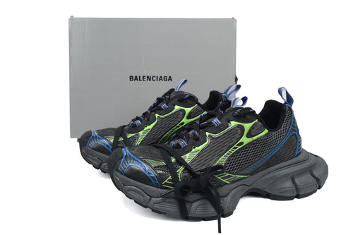 Balenciaga 3XL Mesh Runner Sneaker "Black Blue Green"-retro thick sole dad shoes，Women's Shoe Sale / Men's Shoe Sale