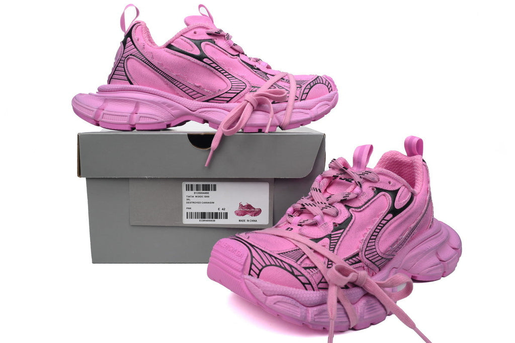 Balenciaga 3XL Destroyed Sneakers "Pink"-retro thick sole dad shoes，Women's Shoe Sale / Men's Shoe Sale
