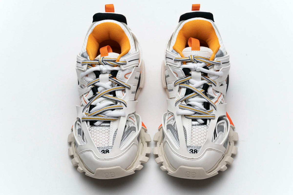 Balenciaga Track Sneakers "White/Orange" Mesh Chunky Low Top Trainer