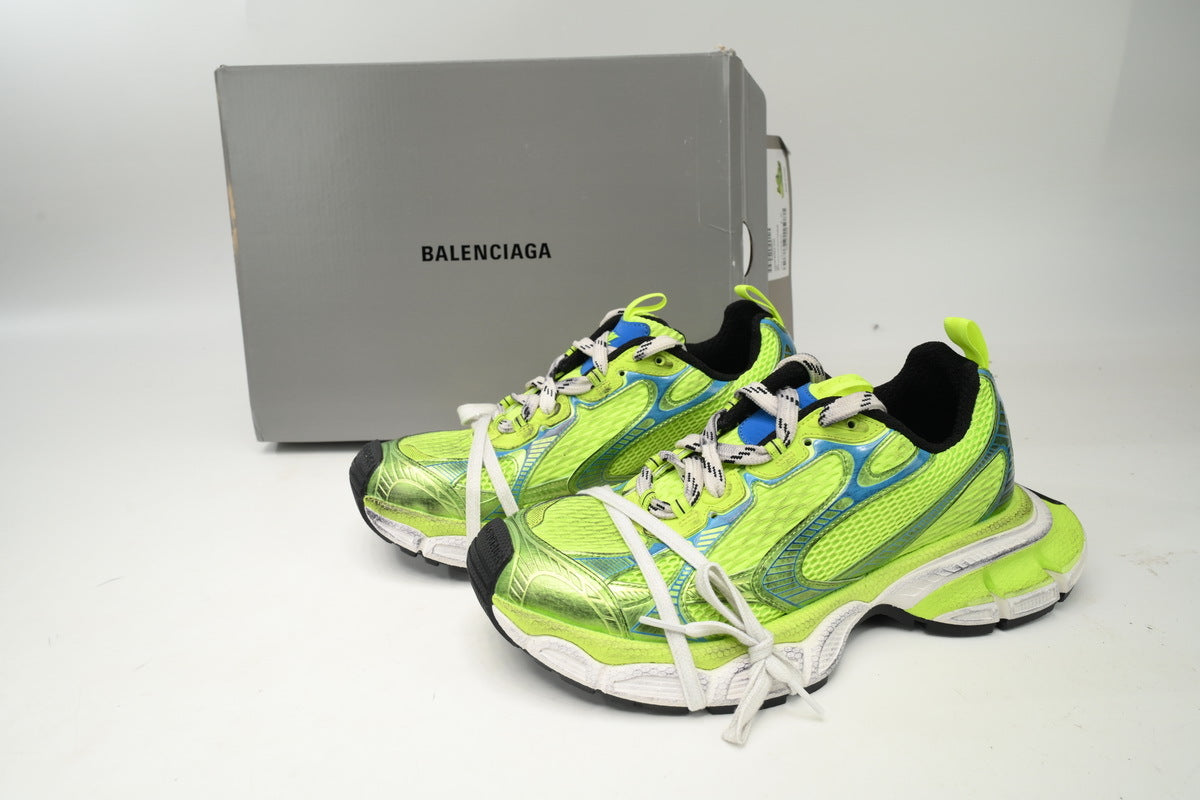 Balenciaga 3XL Sneakers "Fluorescent Yellow Blue"-retro thick sole dad shoes，Women's Shoe Sale / Men's Shoe Sale