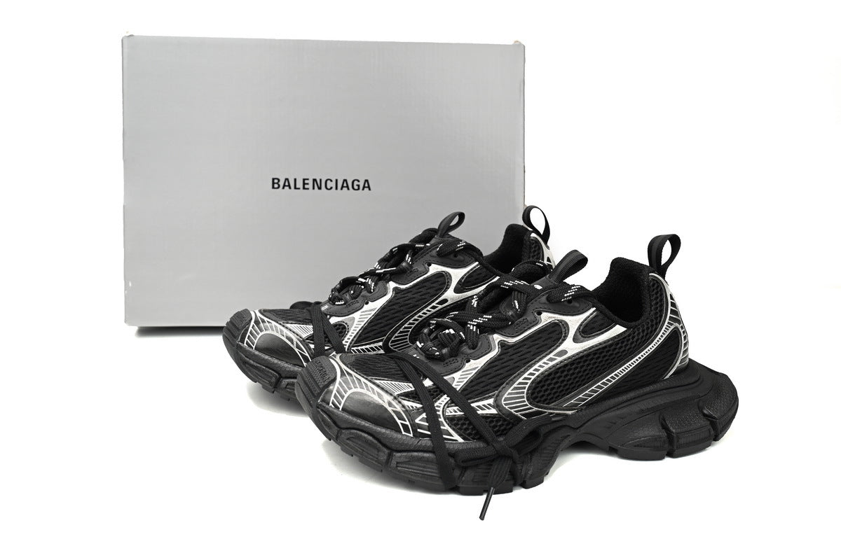 Balenciaga 3XL Mesh Sneaker "Black Silver"-retro thick sole dad shoes，Women's Shoe Sale / Men's Shoe Sale