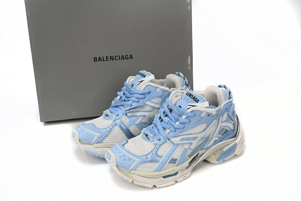 Balenciaga Runner Sneakers "Light Blue White"-retro thick sole dad shoes，Women's Shoe Sale / Men's Shoe Sale