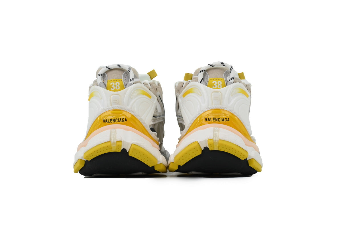 Balenciaga Runner Sneakers "White Beige Yellow"-retro thick sole dad shoes，Women's Shoe Sale / Men's Shoe Sale
