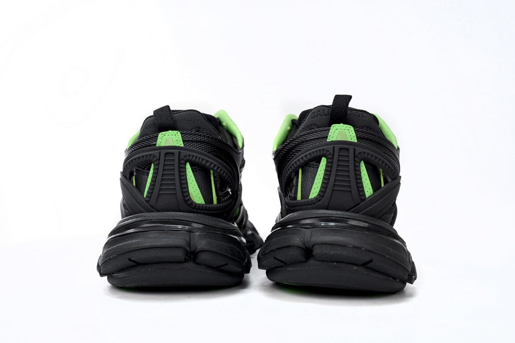 Balenciaga Track 2 Open Sneakers "Black Fluorescent Green"-retro thick sole dad shoes，Women's Shoe Sale / Men's Shoe Sale
