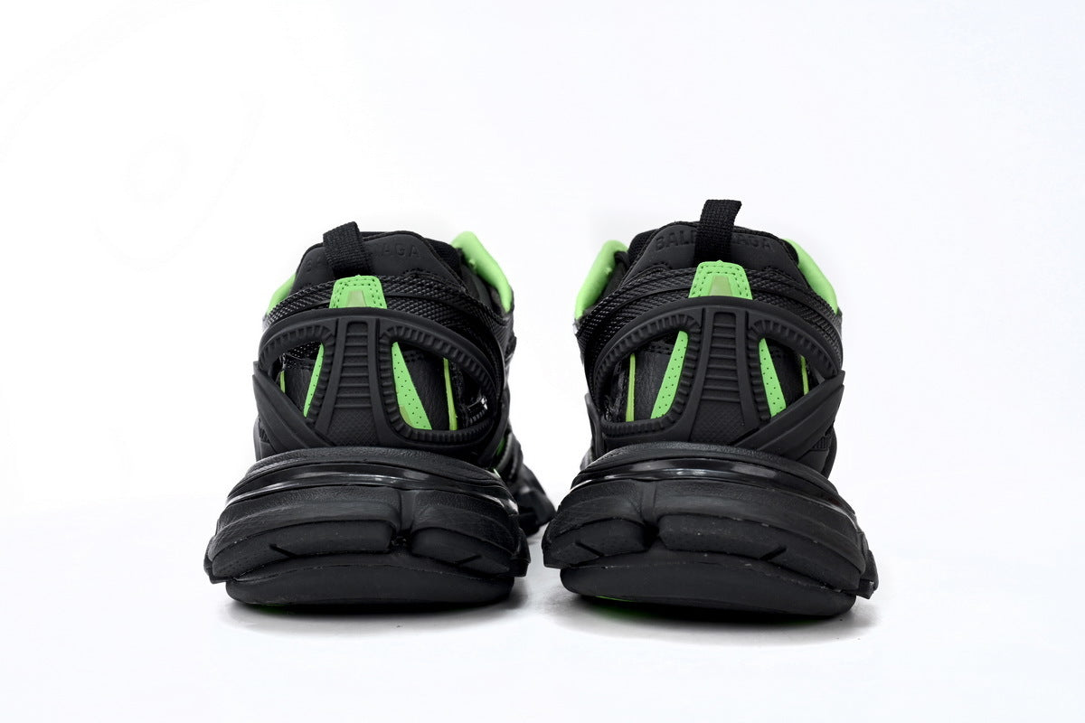 Balenciaga Track 2 Open Sneakers "Black Fluorescent Green"-retro thick sole dad shoes，Women's Shoe Sale / Men's Shoe Sale