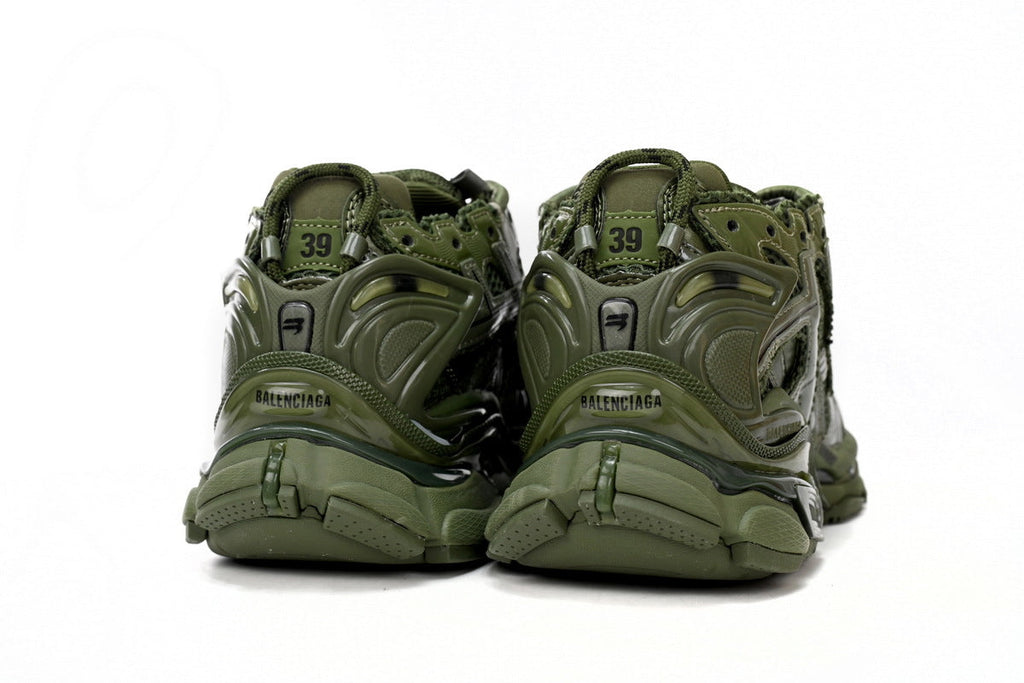 Balenciaga Runner Mid Sneakers Army Green Mesh "Army Green" Chunky Mid Top Trainer