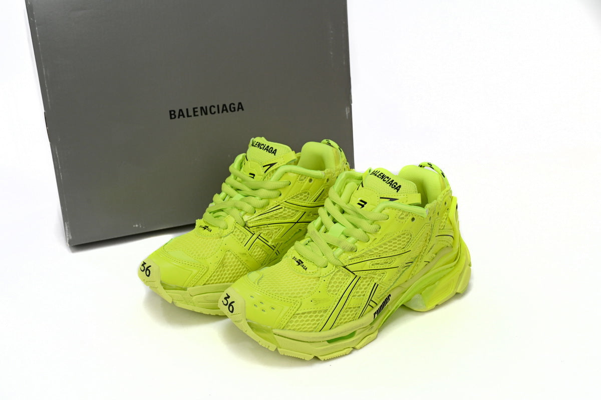 Balenciaga Runner Mid Sneakers Fluorescent Yellow Mesh Chunky Mid Top Trainer