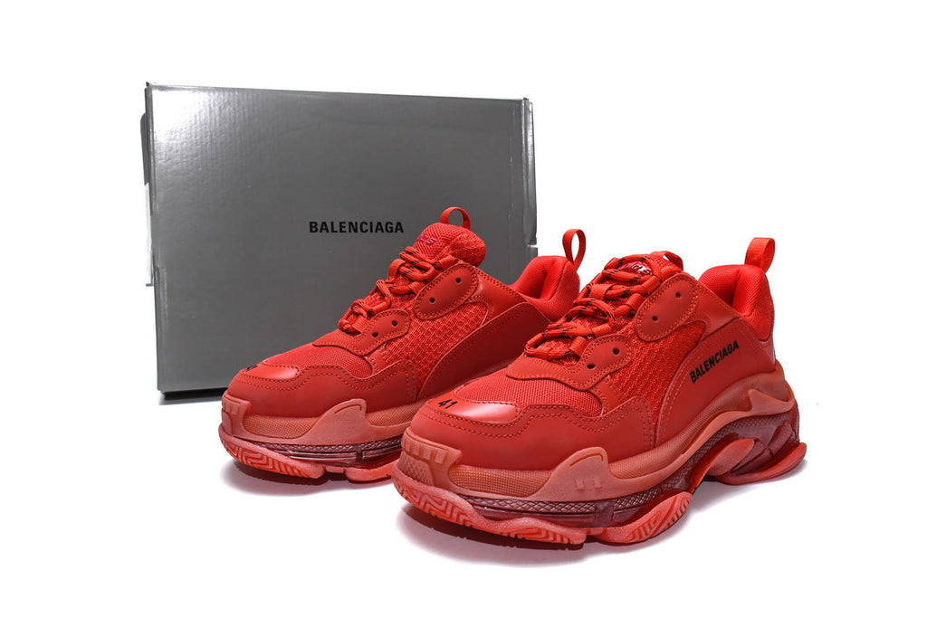 Balenciaga Triple S Sneakers "Red"-retro thick sole dad shoes，Women's Shoe Sale / Men's Shoe Sale