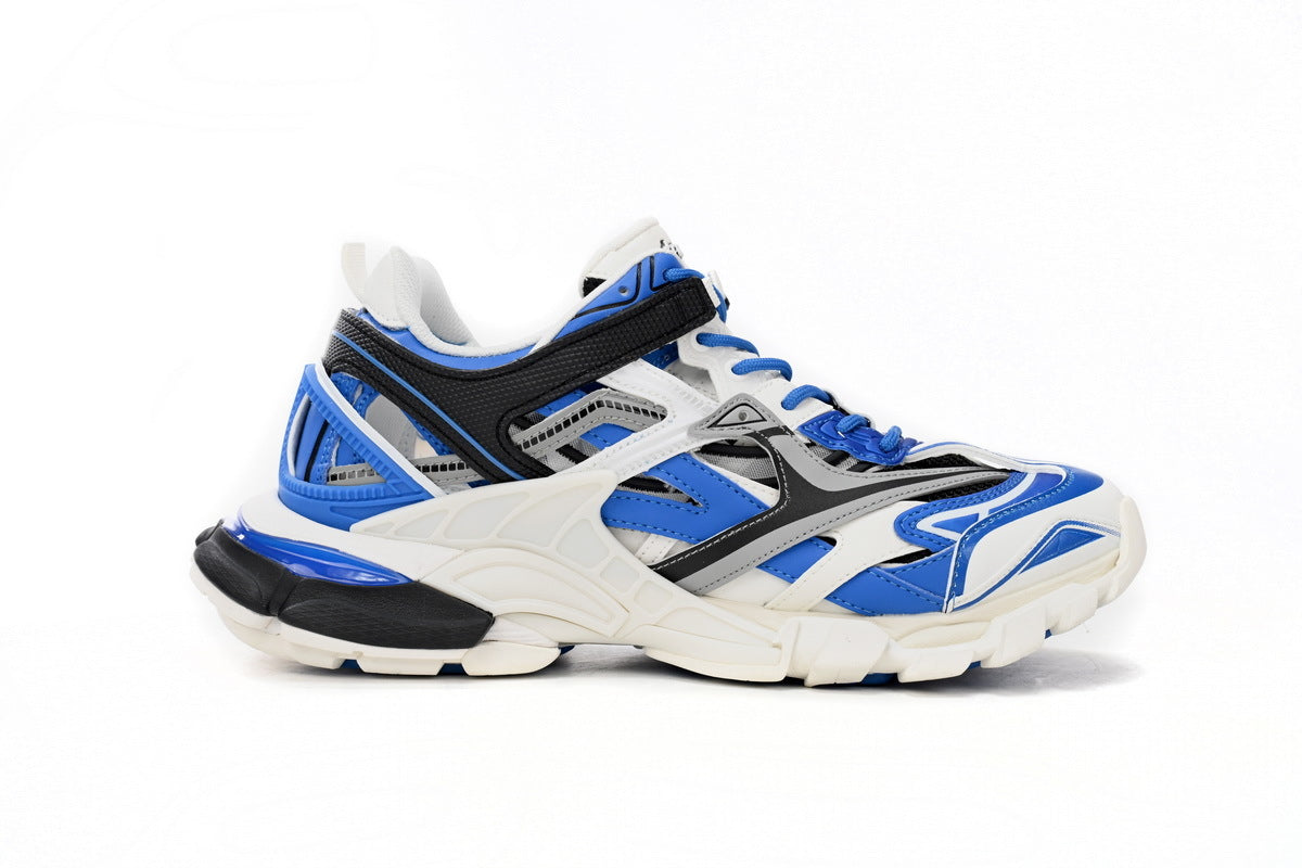 Balenciaga Track 2 Open Sneakers "White Blue Black"-retro thick sole dad shoes，Women's Shoe Sale / Men's Shoe Sale