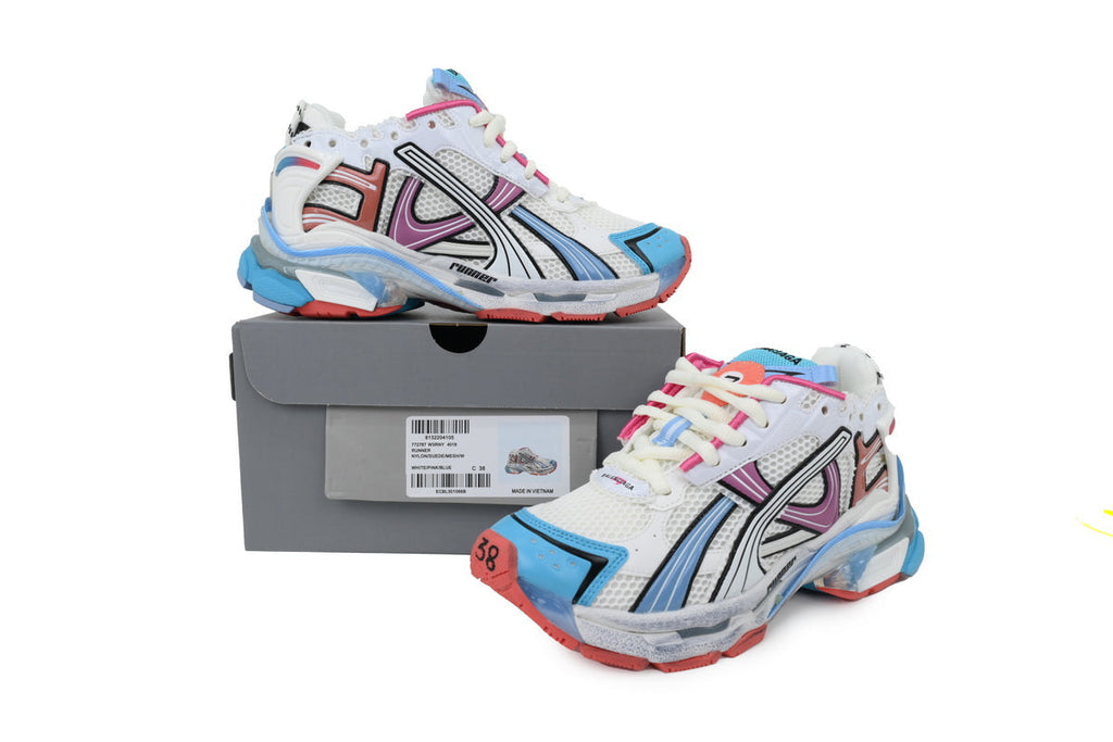 Balenciaga Runner Sneakers "White Multi Color"-retro thick sole dad shoes，Women's Shoe Sale / Men's Shoe Sale