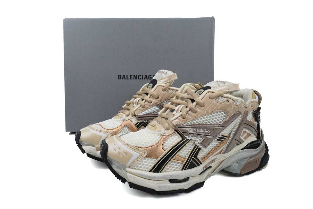 Balenciaga Runner Sneakers Men Women "White Beige Bronze"-retro thick sole dad shoes，Women's Shoe Sale / Men's Shoe Sale