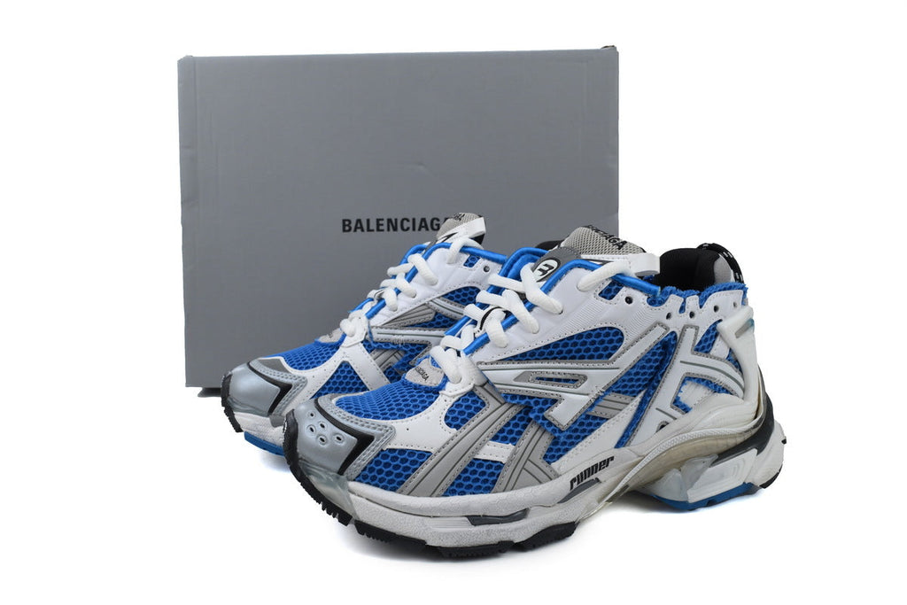 Balenciaga Runner Sneakers "Blue White"-retro thick sole dad shoes，Women's Shoe Sale / Men's Shoe Sale