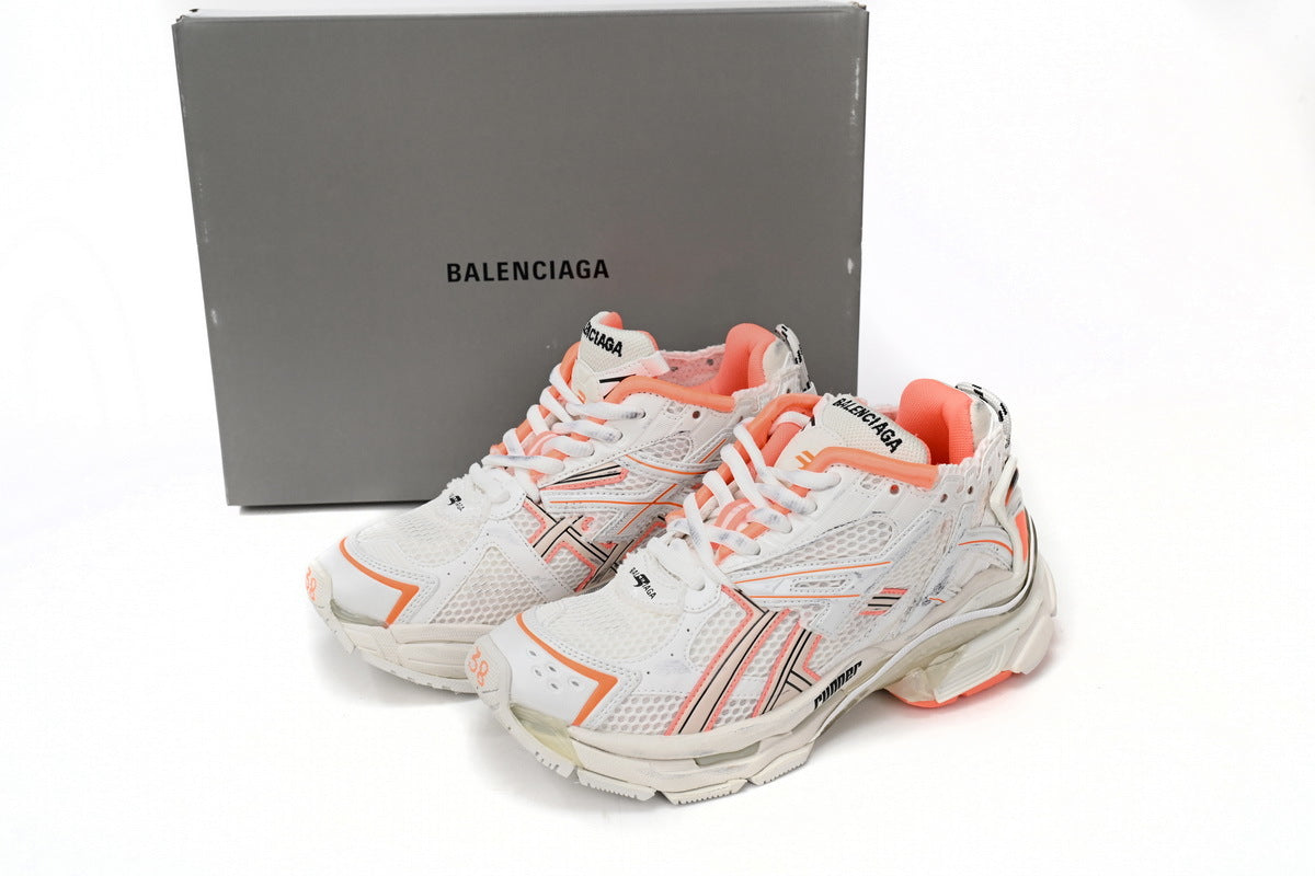 Balenciaga Runner Sneaker "White Orange"-retro thick sole dad shoes，Women's Shoe Sale / Men's Shoe Sale