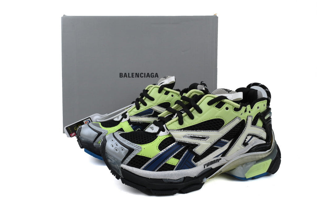 Balenciaga Runner Sneakers Men Women "Black Fluorescent Green Blue"-retro thick sole dad shoes，Women's Shoe Sale / Men's Shoe Sale
