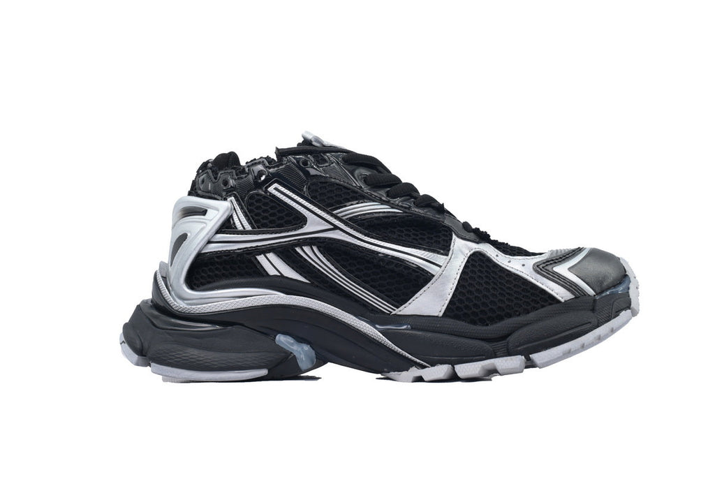 Balenciaga Runner Sneakers Black Silver "Black/Silver" Mesh Chunky Mid Top Trainer